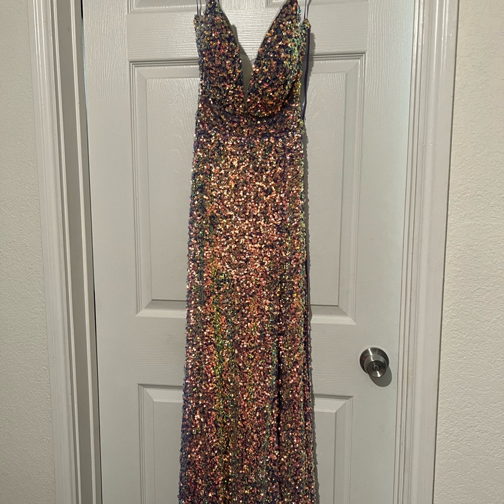 Iridescent Purple/Pink Sequin Prom Dress